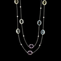 18K White Gold Estate Gem-set and Diamond Necklace