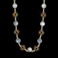 Retro 14K Yellow Gold Estate Citrine and Moonstone Necklace Bracelet