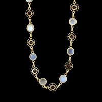 Retro 14K Yellow Gold Estate Citrine and Moonstone Necklace Bracelet