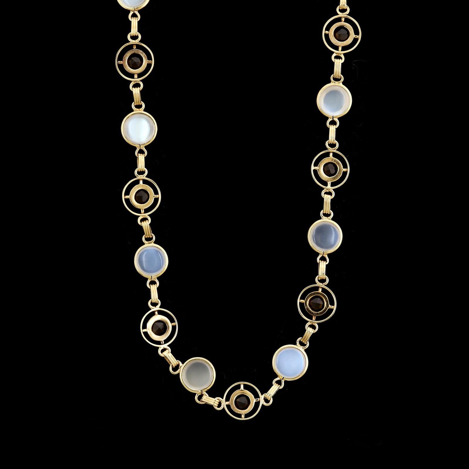 Retro 14K Yellow Gold Estate Citrine and Moonstone Necklace Bracelet