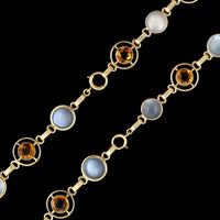 Retro 14K Yellow Gold Estate Citrine and Moonstone Necklace Bracelet