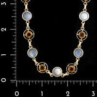 Retro 14K Yellow Gold Estate Citrine and Moonstone Necklace Bracelet