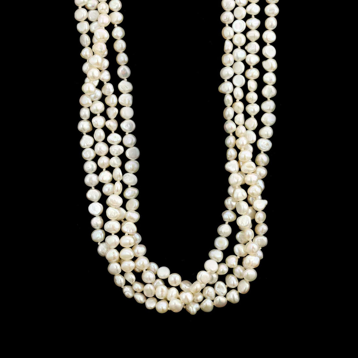 14K Yellow Gold Estate Rose Quartz and Cultured Freshwater Pearl Torsade Necklace