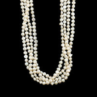 14K Yellow Gold Estate Rose Quartz and Cultured Freshwater Pearl Torsade Necklace