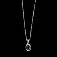 14K White Gold Estate Amethyst Pendant Necklace