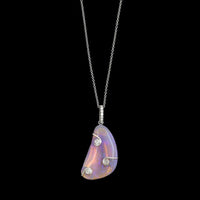 Lightning Ridge 18K White Gold Estate Opal and Diamond Pendant Necklace