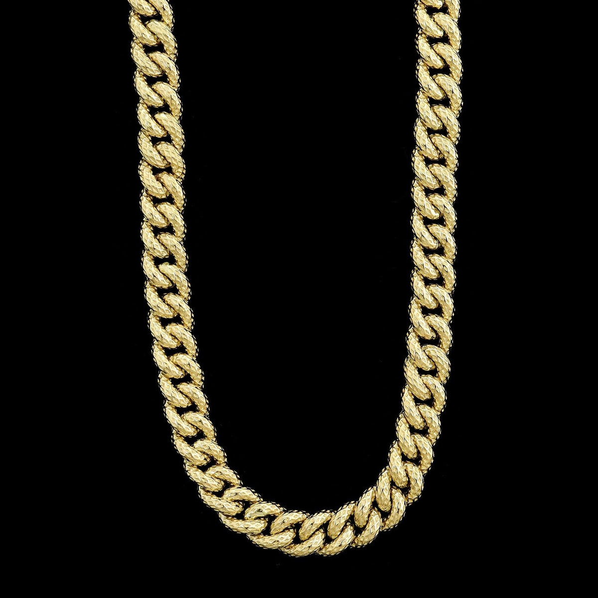 14K Yellow Gold Estate Textured Curb Link Necklace
