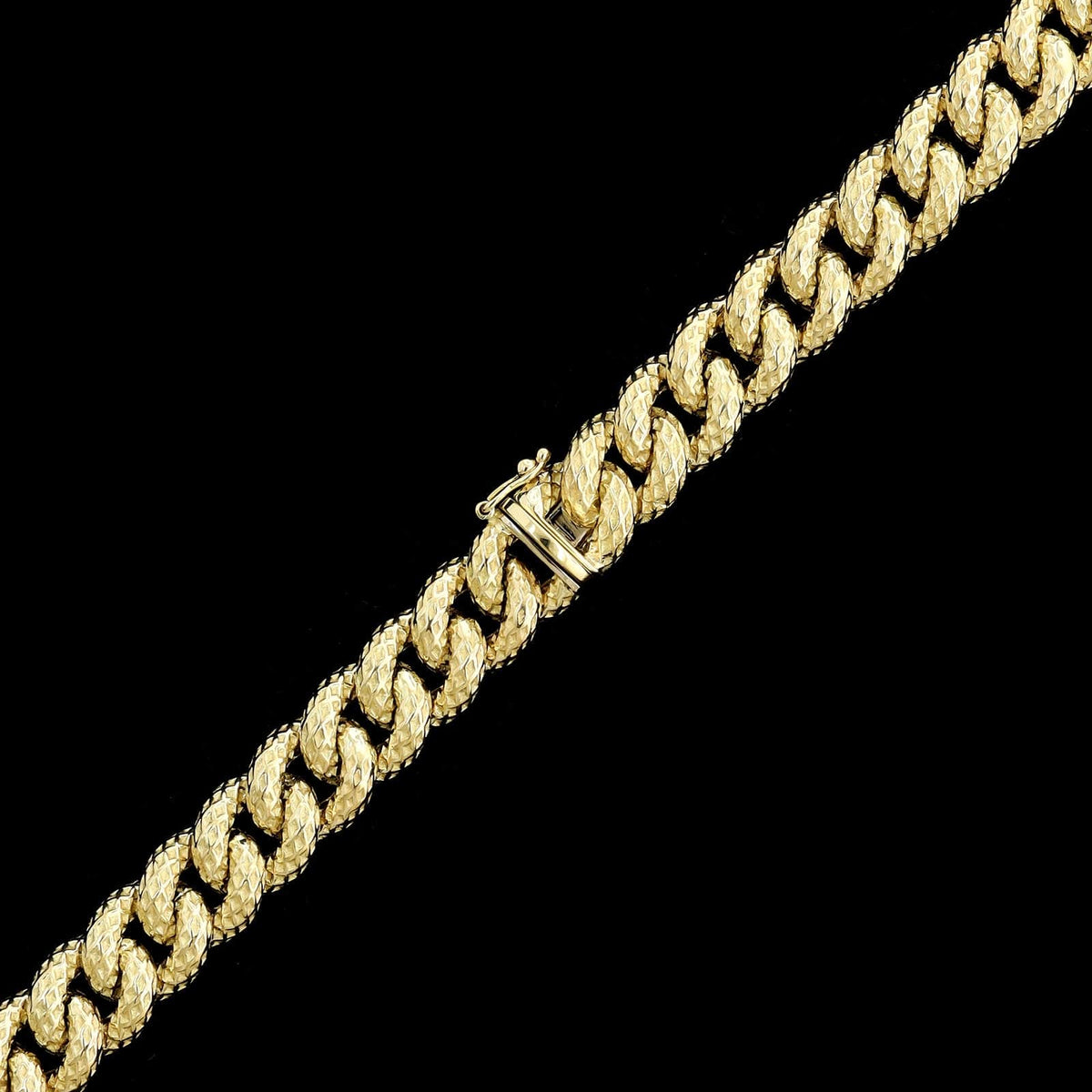 14K Yellow Gold Estate Textured Curb Link Necklace
