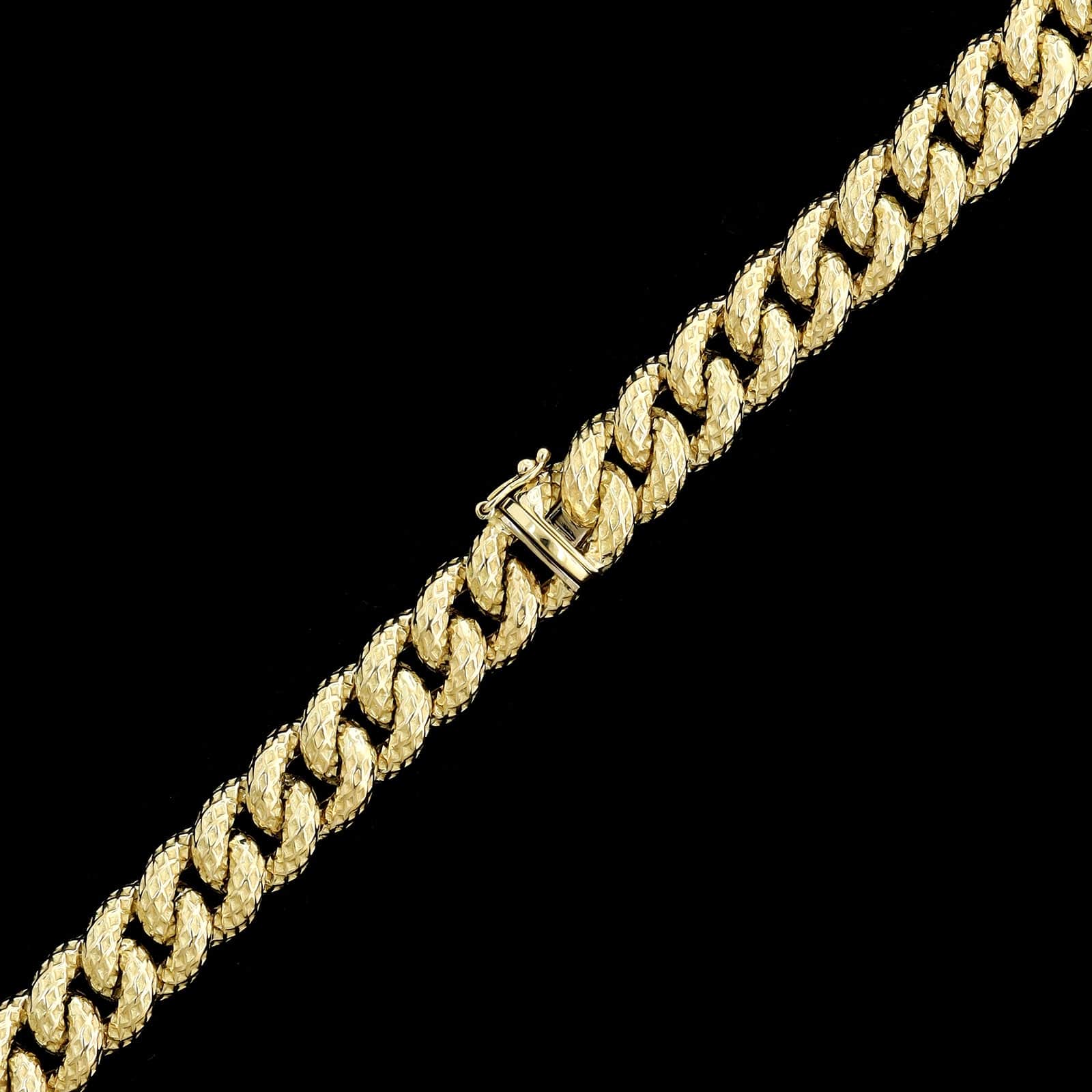 14K Yellow Gold Estate Textured Curb Link Necklace