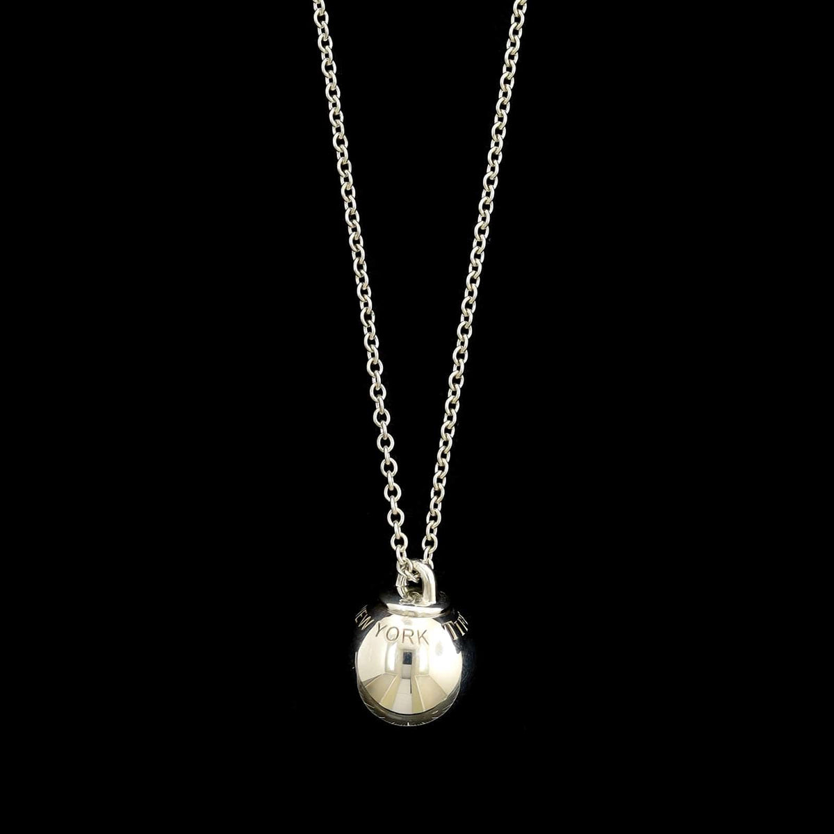 Tiffany & Co. Sterling Silver Estate 12.75MM Hardwear Ball Pendant Necklace