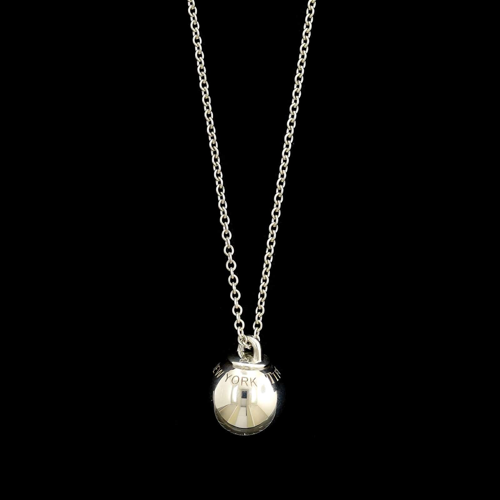 Tiffany & Co. Sterling Silver Estate 12.75MM Hardwear Ball Pendant Necklace