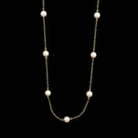Mikimoto 18K Yellow Gold Estate Cultured Pearl Tin Cup Necklace
