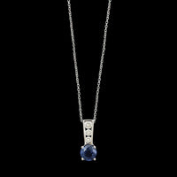 14K White Gold Sapphire and Diamond Pendant Necklace