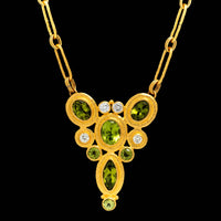 Gurhan 24K Yellow Gold Peridot and Diamond Necklace