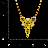 Gurhan 24K Yellow Gold Peridot and Diamond Necklace