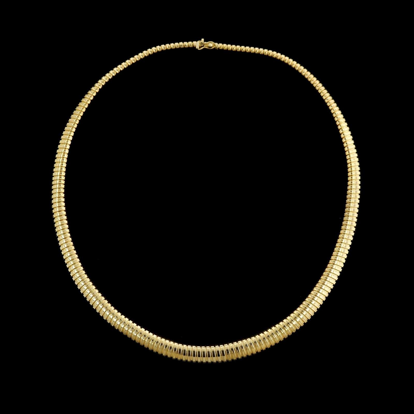 14K Yellow Gold Estate Graduated Tubogas Link Necklace