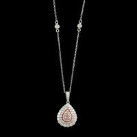 18K White Gold Estate Pink Diamond Pendant Necklace