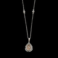 18K White Gold Estate Pink Diamond Pendant Necklace