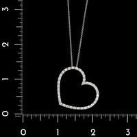18K White Gold Estate Diamond Open Heart Pendant Necklace