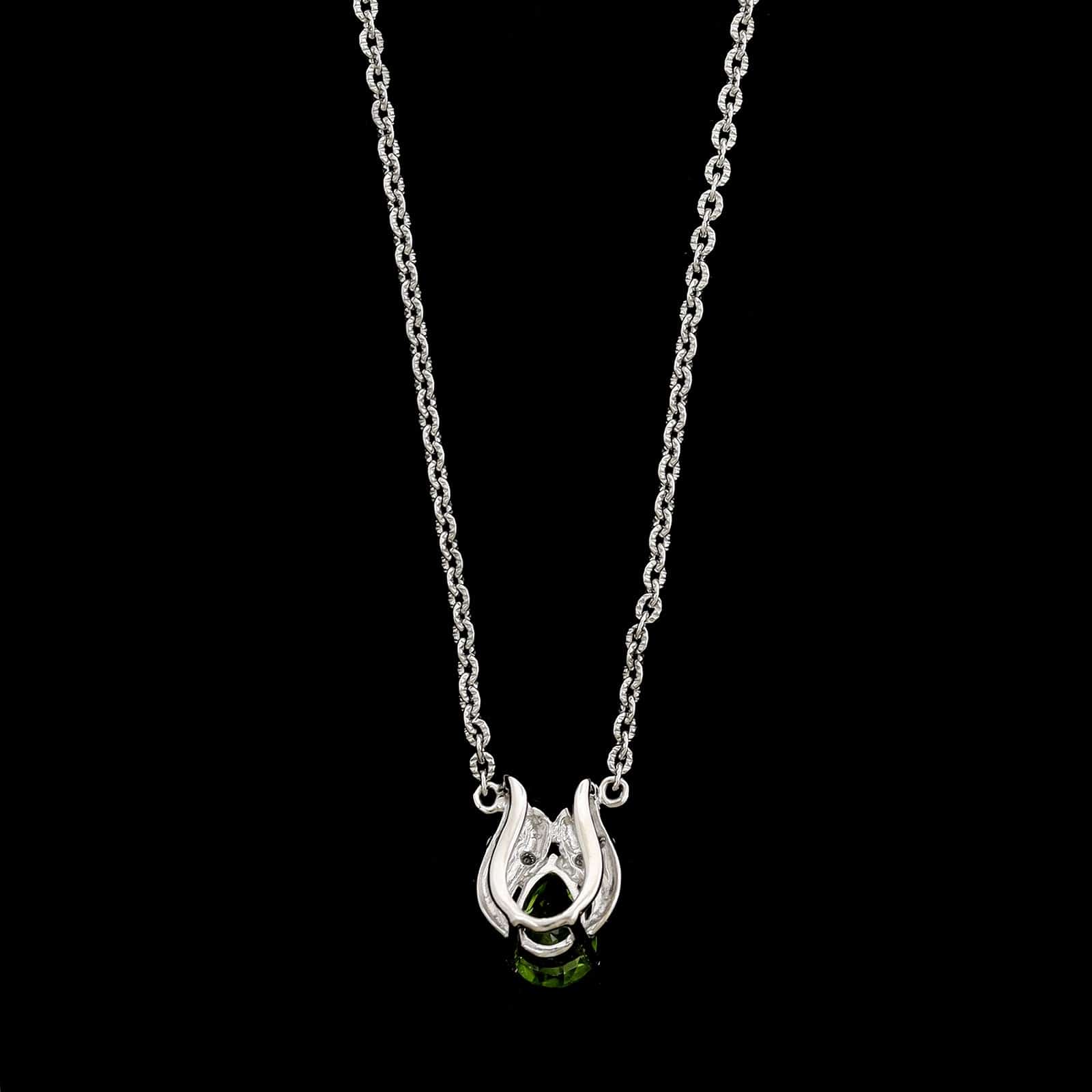 14K White Gold Estate Peridot and Diamond Pendant Necklace&nbsp;