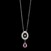 18K White Gold Estate Pink Sapphire and Diamond Necklace
