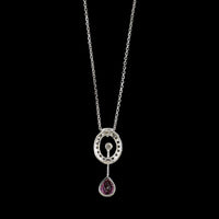 18K White Gold Estate Pink Sapphire and Diamond Necklace