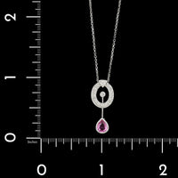 18K White Gold Estate Pink Sapphire and Diamond Necklace