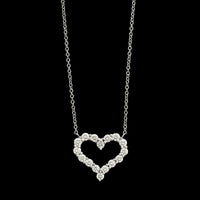 Platinum Estate Diamond Open Heart Pendant Necklace&nbsp;