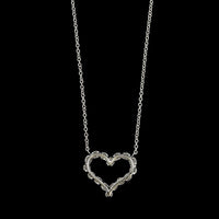 Platinum Estate Diamond Open Heart Pendant Necklace&nbsp;