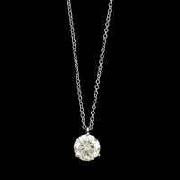 14K White Gold Estate Diamond Solitaire Pendant Necklace