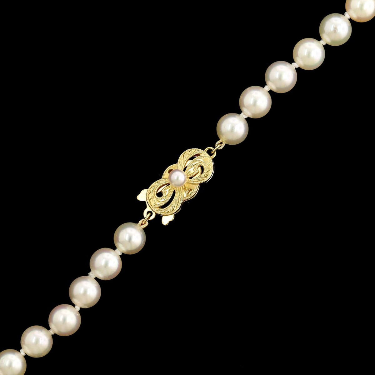 Mikimoto 18K Yellow Gold Estate Akoya Cultured Pearl Necklace