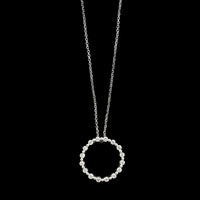 14K White Gold Estate Diamond Circle Pendant Necklace