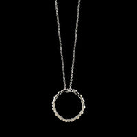 14K White Gold Estate Diamond Circle Pendant Necklace