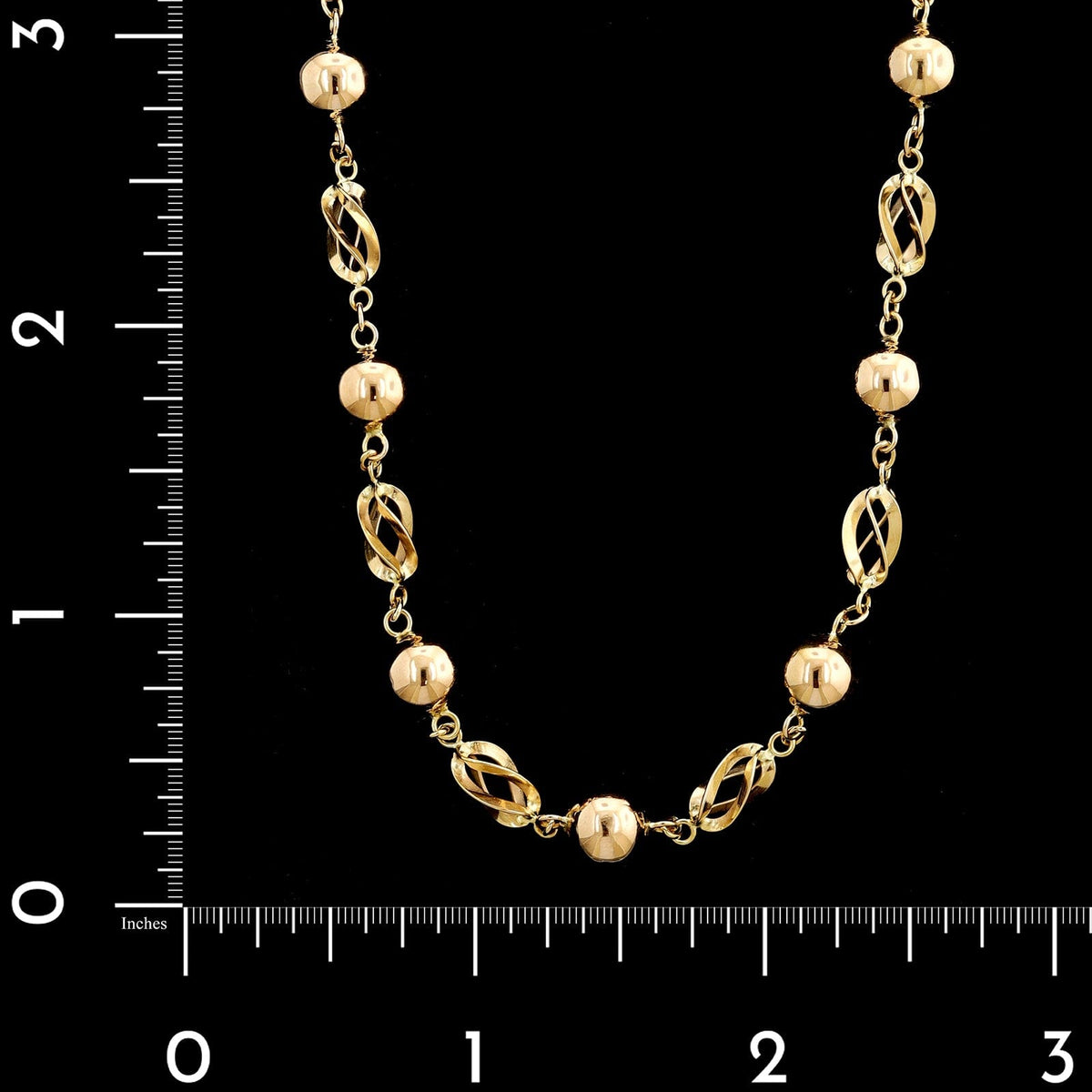 19K Rose Gold Estate Fancy Link Ball Necklace