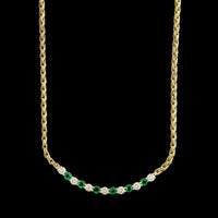 18K Yellow Gold Estate Emerald and Diamond Necklace