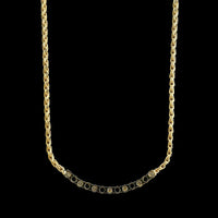 18K Yellow Gold Estate Emerald and Diamond Necklace
