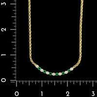 18K Yellow Gold Estate Emerald and Diamond Necklace