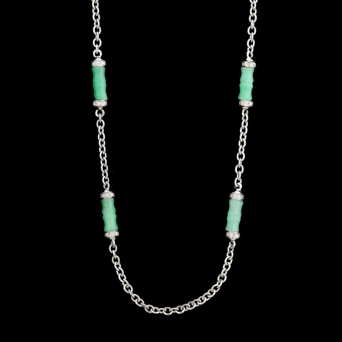 Zydo 18K White Gold Estate Hardstone and Diamond Necklace