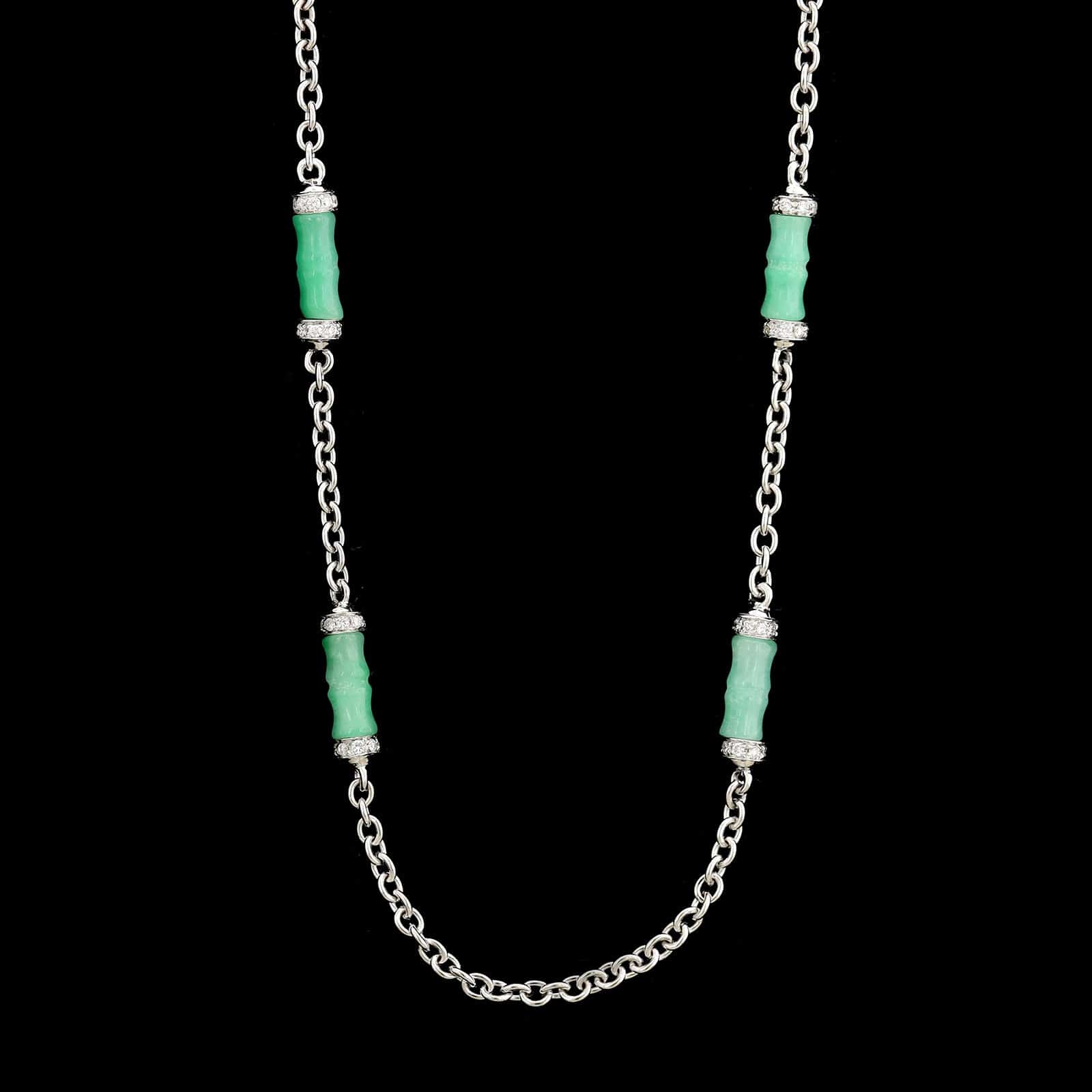 Zydo 18K White Gold Estate Hardstone and Diamond Necklace