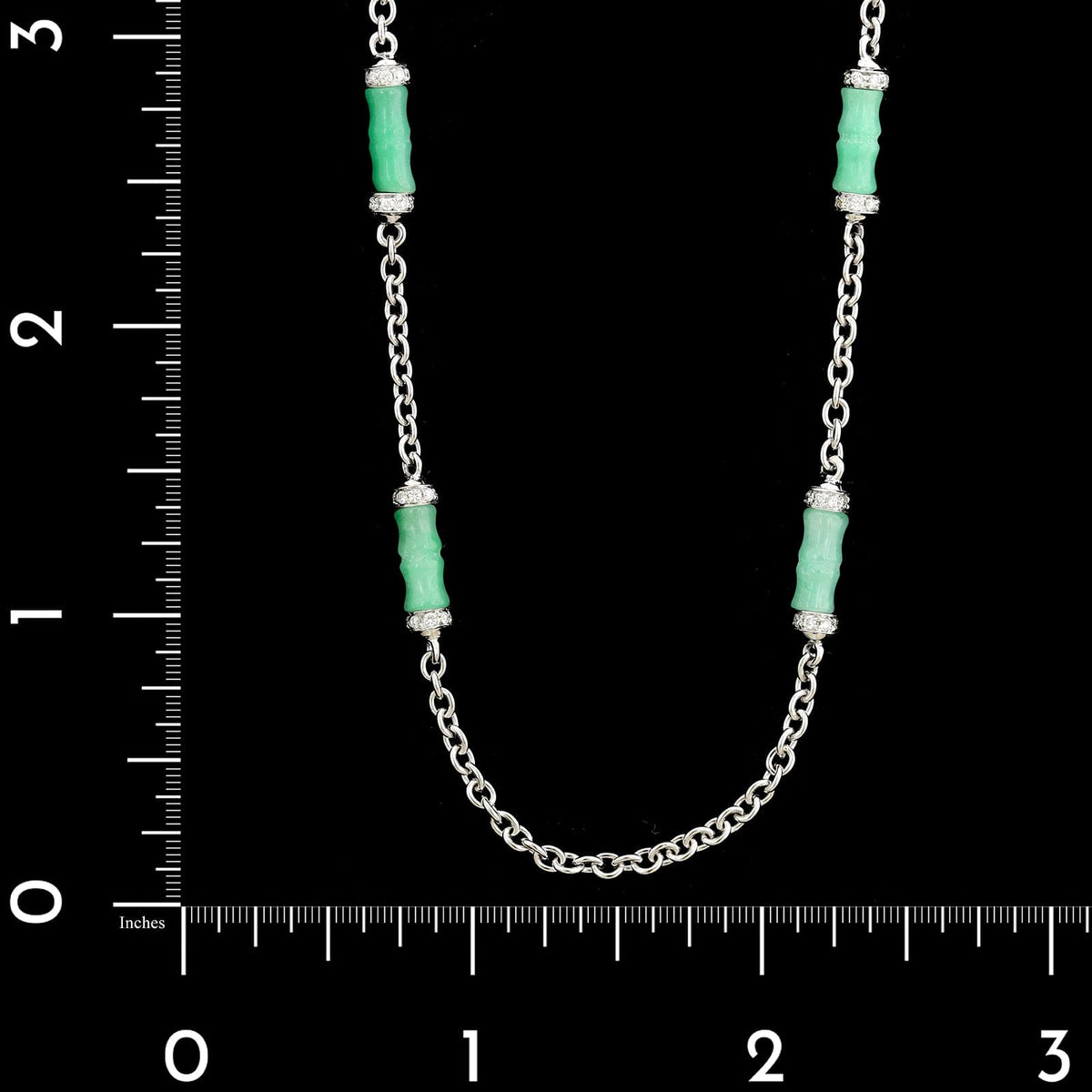 Zydo 18K White Gold Estate Hardstone and Diamond Necklace