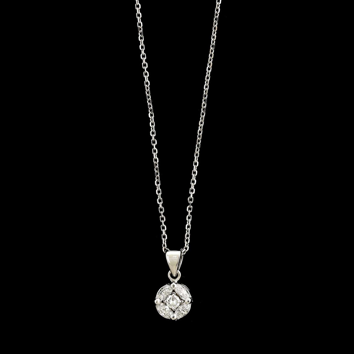 14K White Gold Estate Diamond Pendant Necklace&nbsp;