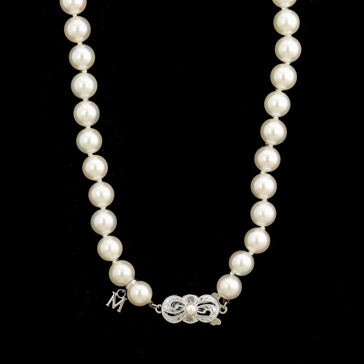 Mikimoto 18K White Gold Estate Akoya Cultured Pearl Necklace