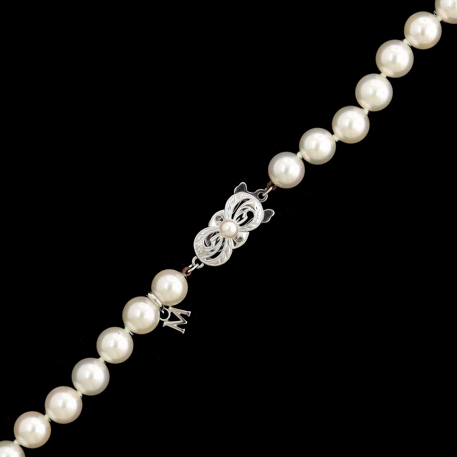 Mikimoto 18K White Gold Estate Akoya Cultured Pearl Necklace