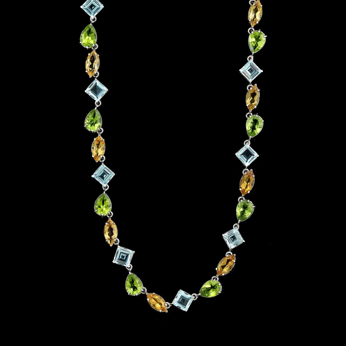 18K White Gold Estate Multicolor Gemstone Necklace