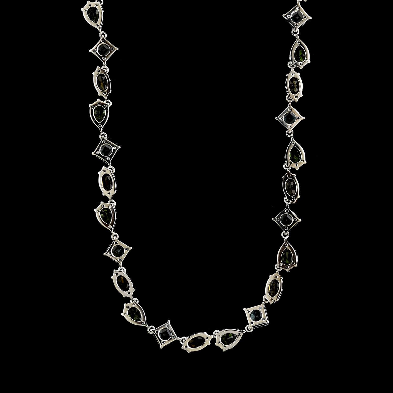 18K White Gold Estate Multicolor Gemstone Necklace