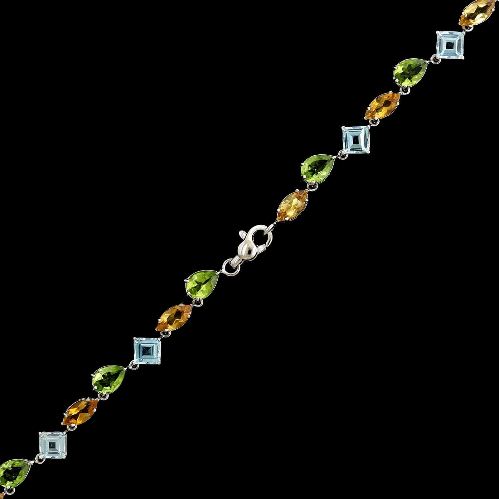 18K White Gold Estate Multicolor Gemstone Necklace