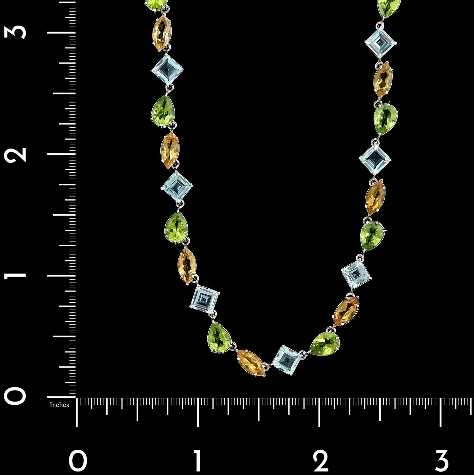18K White Gold Estate Multicolor Gemstone Necklace