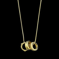 18K Yellow Gold Estate Three Circle Diamond Pendant Necklace