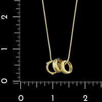 18K Yellow Gold Estate Three Circle Diamond Pendant Necklace