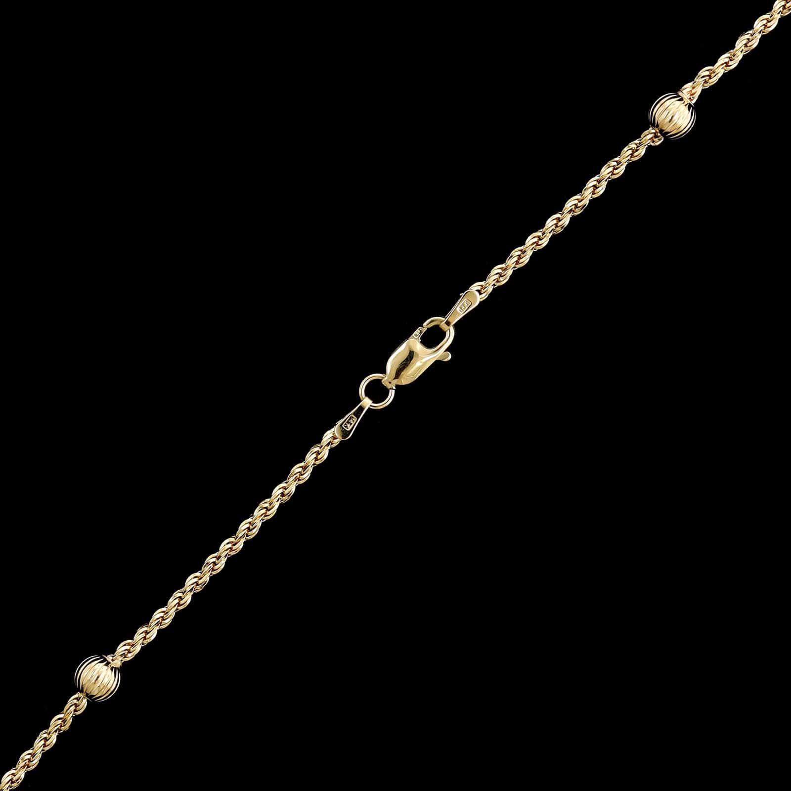 14K Yellow Gold Estate Rope Ball Necklace